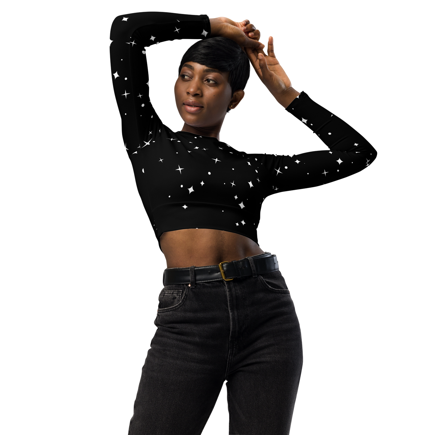 Galactic long-sleeve crop top