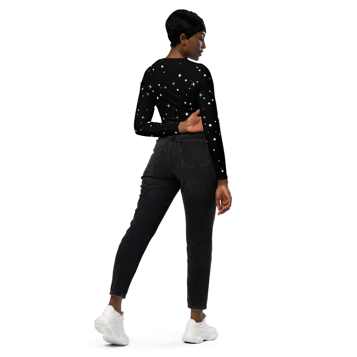 Galactic long-sleeve crop top